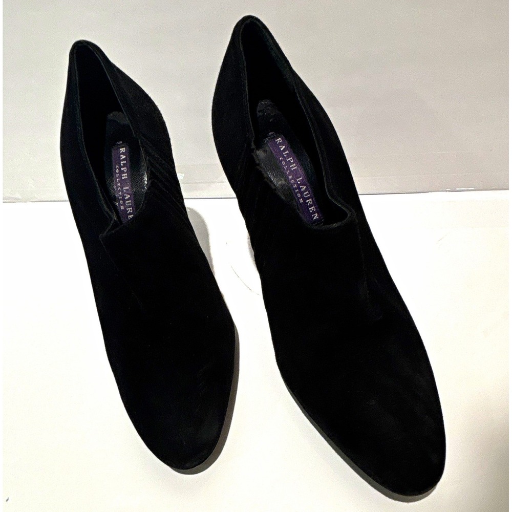 Ralph Lauren Collection Black Suede Shooties Stiletto Made in Italy 6.5B